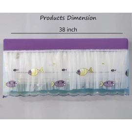 DARSHANAM WORLD Premium Work Indoor AC Dust Protection Cover Designer Summer Ac Cover for 1.5 Ton (38 X 12 X 9 inch ) & 1 Ton (34 X 12 X 9 inch ) (PURPLE FISH 1.5)