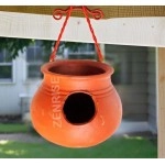 ZENRISE Clay Pot Mud House for Egg Laying and Breeding for Budgies Love Birds in Cage and Balcony (15cm, Red Brown) - Indoor, 1 Piece