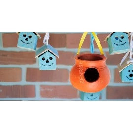 ZENRISE Clay Pot Mud House for Egg Laying and Breeding for Budgies Love Birds in Cage and Balcony (15cm, Red Brown) - Indoor, 1 Piece