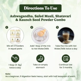 Shudh Online Safed Musli, Ashwagandha, Kaunch, Shatavari Powder Combo (Pack of 100 gram x 4 combo)