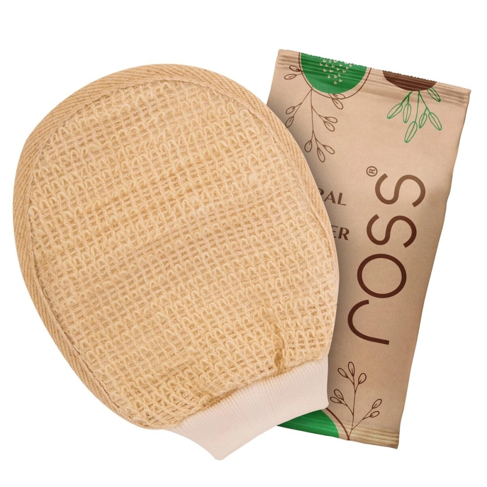 Ross Natural Ramie Bath Glove Scrubber - Gentle Exfoliating Glove for Deep Cleansing, High-Lather Foam, and Smooth, Refreshed Skin - Perfect for Removing Dead Skin & Impurities (Pack of 1)