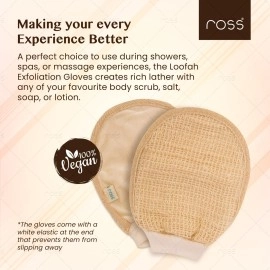 Ross Natural Ramie Bath Glove Scrubber - Gentle Exfoliating Glove for Deep Cleansing, High-Lather Foam, and Smooth, Refreshed Skin - Perfect for Removing Dead Skin & Impurities (Pack of 1)