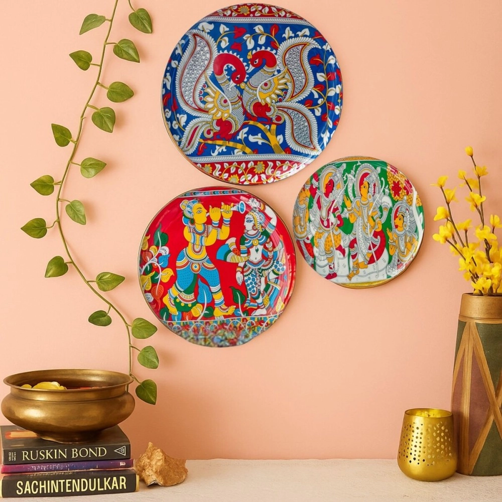 RITUALISTIC Kalamkari Wall Plates- Set of 3 |Home Decor | Painting | Divine | Intricate Designs