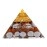 Shri Yantra Gomti Chakra Laxmi Pyramid - 90mm Large Maha Laxmi Orgonite Pyramid with Shree Yantra - Feng Shui Vastu Items for Home with Rudraksha, Gomati Chakra, Chirmi & Kaudi Shells (Wealth Pyramid