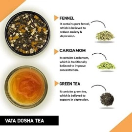 TEACURRY Vata Dosha Tea (200 Gram Loose) - Helps with Vata, Relaxation, calming & Digestion | 100% Natural Ingredient - licorice, ginger, cardamom, cinnamon