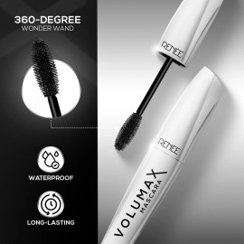 RENEE Volumax Mascara Black 10ml | Quick Dry, Waterproof, Long Lasting Weightless Formula | Volumizes, Lengthens & Conditions the Lashes With Intense Color | 360 - Degree Wand for Clump Free Applicat
