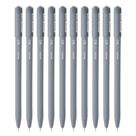 Hauser Xo Ball Pen Box Pack | Tip Size 0.7 Mm | Sleek Body & Minimalistic Design | Matt Finish | Solid Body Type | Low Viscosity Ink | Ultra Durable Tip | Black Ink, Set Of 10 Pcs