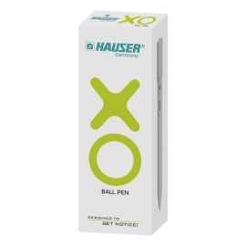 Hauser Xo Ball Pen Box Pack | Tip Size 0.7 Mm | Sleek Body & Minimalistic Design | Matt Finish | Solid Body Type | Low Viscosity Ink | Ultra Durable Tip | Black Ink, Set Of 10 Pcs