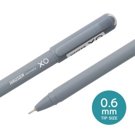 Hauser Xo Ball Pen Box Pack | Tip Size 0.7 Mm | Sleek Body & Minimalistic Design | Matt Finish | Solid Body Type | Low Viscosity Ink | Ultra Durable Tip | Black Ink, Set Of 10 Pcs