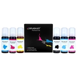 Splashjet 057 Refill Ink for Ep L8050, L18050 Printer - Compatible Ink Bottle for Epson 057 Ink Code for Epson Inktank Printer - (70gm x C/M/Y/Bk/LC/LM) Ink Bottle - 503492