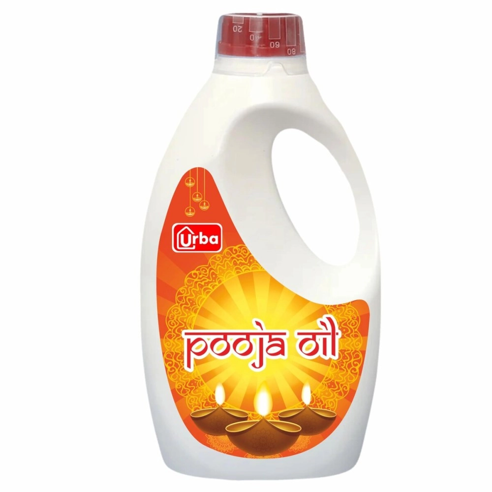 URBA Zen Pooja Oil, 5 Litres, Smokeless Oil for Puja, Festivals, Havan, Til Oil for Pooja, Blend of 5 Puja Oils with Jasmine Fragrance, Daily Pooja Items (Large (5 litre))