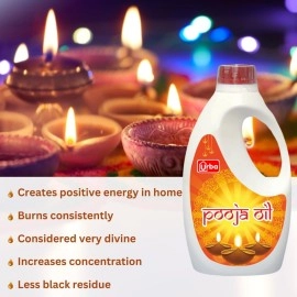 URBA Zen Pooja Oil, 5 Litres, Smokeless Oil for Puja, Festivals, Havan, Til Oil for Pooja, Blend of 5 Puja Oils with Jasmine Fragrance, Daily Pooja Items (Large (5 litre))