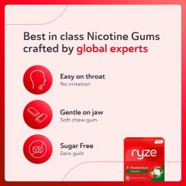RYZE Nicotine Gum 2mg | Pack of 20 (180 gums) | Royal Paan | Freedom from Smoking & Tobacco | Easy on Throat | WHO & FDA Approved | Sugar Free | Teeth Whitening