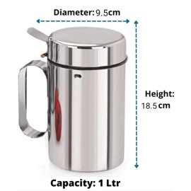 ATROCK Oil Dispenser 1litre Steel Stainless Steel Oil Dispenser Nozzel Oil Bottle Oil Container Kitchen 1000ml Oil Pot Leak Proof Oil Jar For Kitchen Oil & Vinegar Dispenser (Set of 1), Silver