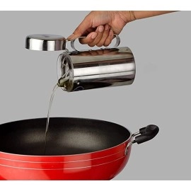 ATROCK Oil Dispenser 1litre Steel Stainless Steel Oil Dispenser Nozzel Oil Bottle Oil Container Kitchen 1000ml Oil Pot Leak Proof Oil Jar For Kitchen Oil & Vinegar Dispenser (Set of 1), Silver