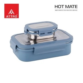 Attro Hotmate Stainless Steel Insulated Airtight Leak-Proof Lunch Box Unbreakable Lid,Snacks Tiffin for Kids,Light Weight,Easy Clean for Office,School,Picnic&Travelling,800 Ml - Pastel Blue