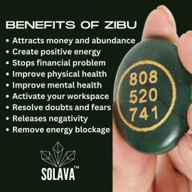 SOLAVA Zibu Coin Original Green Aventurine Stone - Green Jade Crystal Stone Pre-Energized for Good Luck Prosperity and Positivity in money Love and relationship- 808 520 741 Zebu Coin