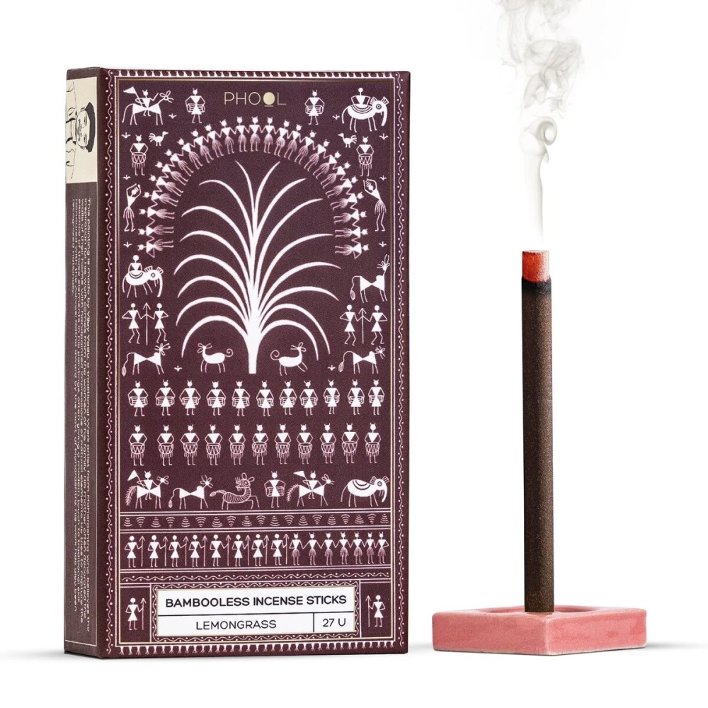 PHOOL LUXURY INCENSE Bambooless Sticks - Lemongrass | Dhoop sticks for Home and Pooja | Dhoop Holder Inside | No Charcoal & Bamboo | Burn Time : 60+ Mins | Surprise Gift Inside |