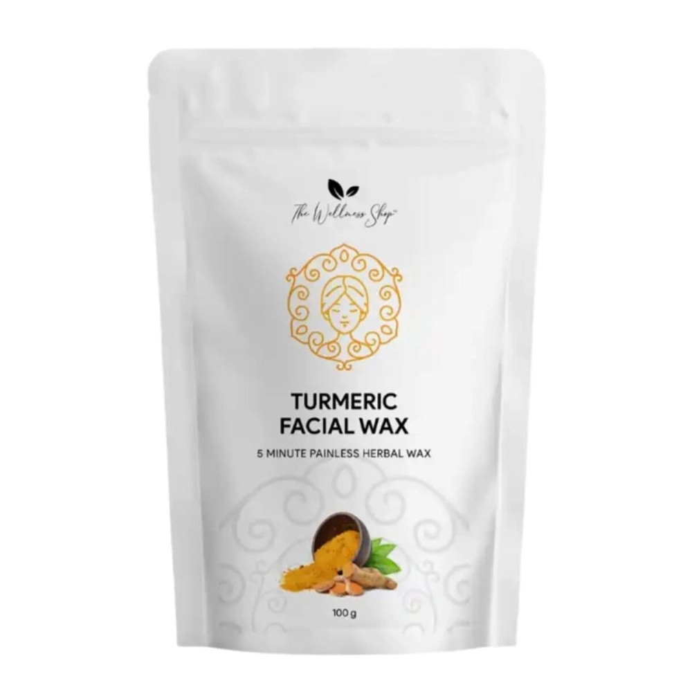 The Wellness Shop - Turmeric Facial Wax Powder, 5 Min Painless Natural Face Hair Removal Waxing Powder, Easy To Use At Home| Facial wax powder for woman (100G)