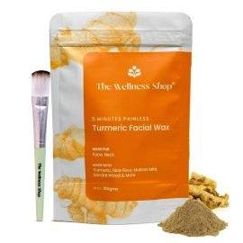 The Wellness Shop - Turmeric Facial Wax Powder, 5 Min Painless Natural Face Hair Removal Waxing Powder, Easy To Use At Home| Facial wax powder for woman (100G)