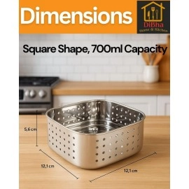 DiBha Stainless Steel Square Shape Paneer Cheese/Tofu/Sprouts Maker/Mould/Press Maker, Color - Silver (Capacity - 700ml)