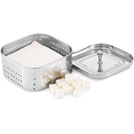 DiBha Stainless Steel Square Shape Paneer Cheese/Tofu/Sprouts Maker/Mould/Press Maker, Color - Silver (Capacity - 700ml)