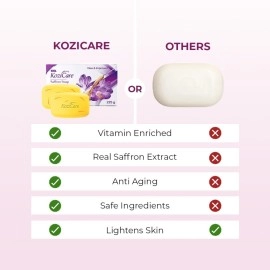 Kozicare Kojic Acid Soap & Glutathione Soap | Saffron Soap | Body Tan Removal Soap & Detan Soap | Soap for Men & Women | For Dark Spots, Excess Oil & Acne Scars | Even Out Skin Tone - Pack of 3