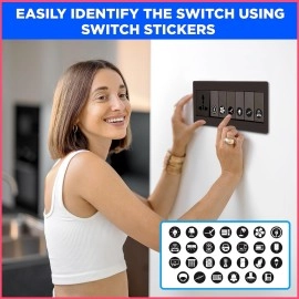 Clickedin Transparent Switch Id Sticker Vinyl Labels 3-A4 Sheets For Electric Board Appliances Including 27 Designs In Total 495 Stickers For White And Black Switches, Self Adhesive