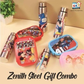 SKi Homeware Steel Lunch Box (600 ML) & Stainless Steel Slim Bottle (350 ML) Combo/Gift Set- Spiderman