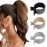 PALAY 3Pcs Hair Claw Clips for High Ponytail, Small Metal Rhinestone Hair Clips Ponytail Holder Buckle for Thick Long Hair, Decorative Hair Accessories for Women Girls (Black+Gold+Silver)