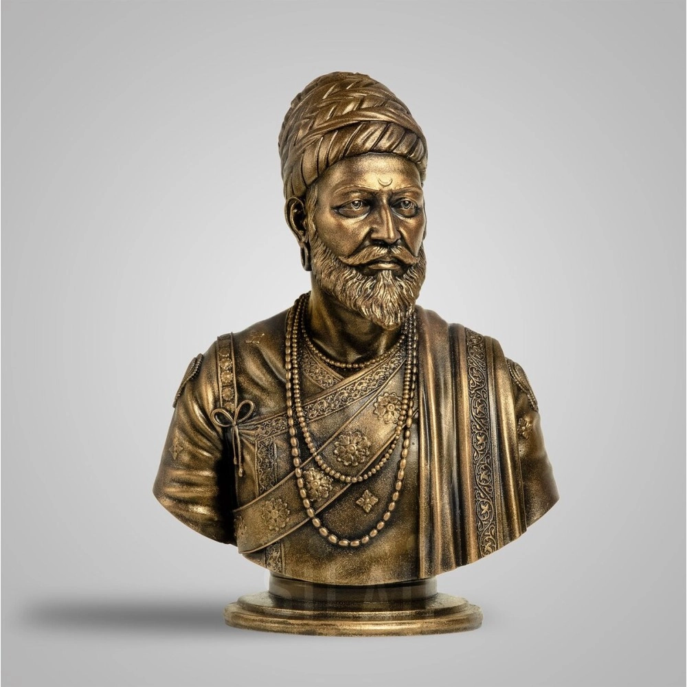 SILAII Chhatrapati Shivaji Maharaj Sculpture - 5 INCH, Antique Bronze Colour