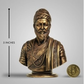 SILAII Chhatrapati Shivaji Maharaj Sculpture - 5 INCH, Antique Bronze Colour