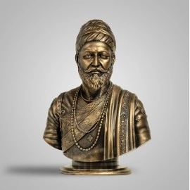 SILAII Chhatrapati Shivaji Maharaj Sculpture - 5 INCH, Antique Bronze Colour