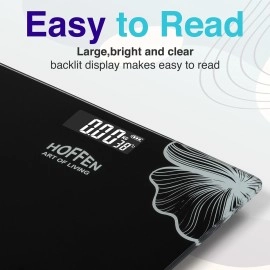 Hoffen India Sleek & Compact Weight Machine for Body Weight Digital Weighing Scale, Battery Included, 2 Years Warranty (Black)