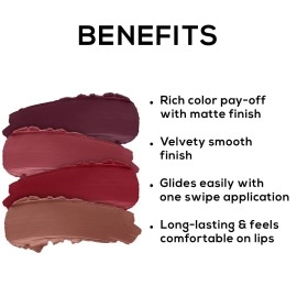 RENEE Very Matte - Pack of 4 Matte Lipsticks | Intense Color Pay Off, Full Coverage Long Lasting Weightless Velvety Formula