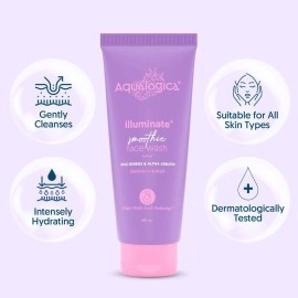 Aqualogica illuminate+ Smoothie Face Wash with Wild Berries & Alpha Arbutin for Gently Exfoliates & Hydrates Skin | For Glowing, Combination & Dry Skin -100ml