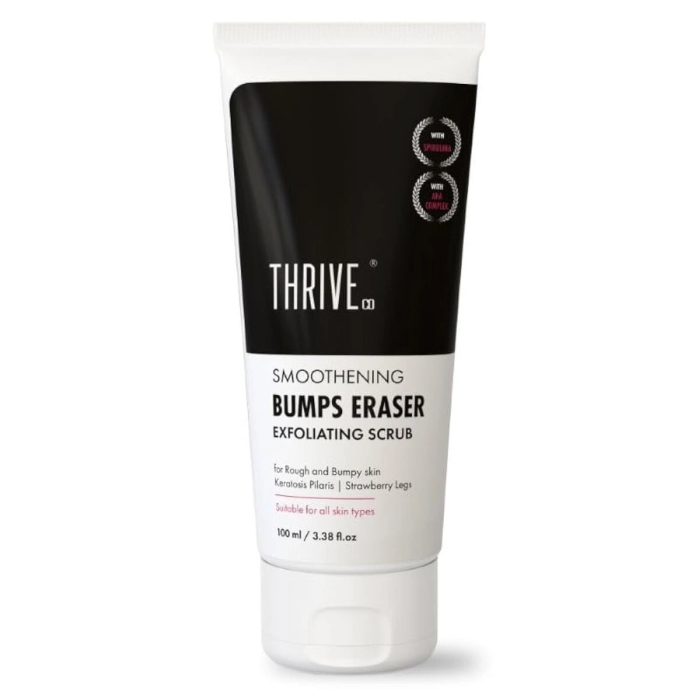 ThriveCo Bumps Smoothening Eraser Exfoliating Scrub, For Rough & Bumpy skin, with Spirulina, Glycolic acid and Lactic acid, for both Men & Women, All Skin Types, Propylparaben Free, 100ml