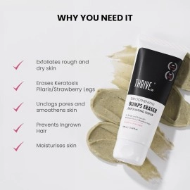 ThriveCo Bumps Smoothening Eraser Exfoliating Scrub, For Rough & Bumpy skin, with Spirulina, Glycolic acid and Lactic acid, for both Men & Women, All Skin Types, Propylparaben Free, 100ml
