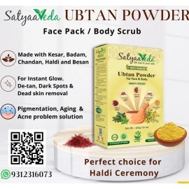 SatyaaVeda Ubtan Ayurvedic Face Pack Powder with Saffron, Turmeric, Almond, Sandalwood | Instant Glow I Brightening |Bridal Ubtan | Haldi Ceremony | No Preservative & Chemical | for All Skin | 200G
