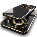 TheGiftKart TPU Luxurious Golden-Plated Back Cover Case For Realme 11 Pro|11 Pro Plus 5G|Raised Lips For Camera&Screen Protection|Shockproof Design Cover For Realme 11 Pro/Pro Plus 5G (Black)