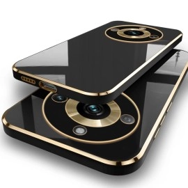TheGiftKart TPU Luxurious Golden-Plated Back Cover Case For Realme 11 Pro|11 Pro Plus 5G|Raised Lips For Camera&Screen Protection|Shockproof Design Cover For Realme 11 Pro/Pro Plus 5G (Black)