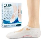 COIF Professional Moisturizing Silicone Gel Socks with Arch Support, One Size Dry Crack Feet Treatment for Women or Men, Hydrating Spa Socks for Dry Feet Heel Repair, One Reusable Pair, white