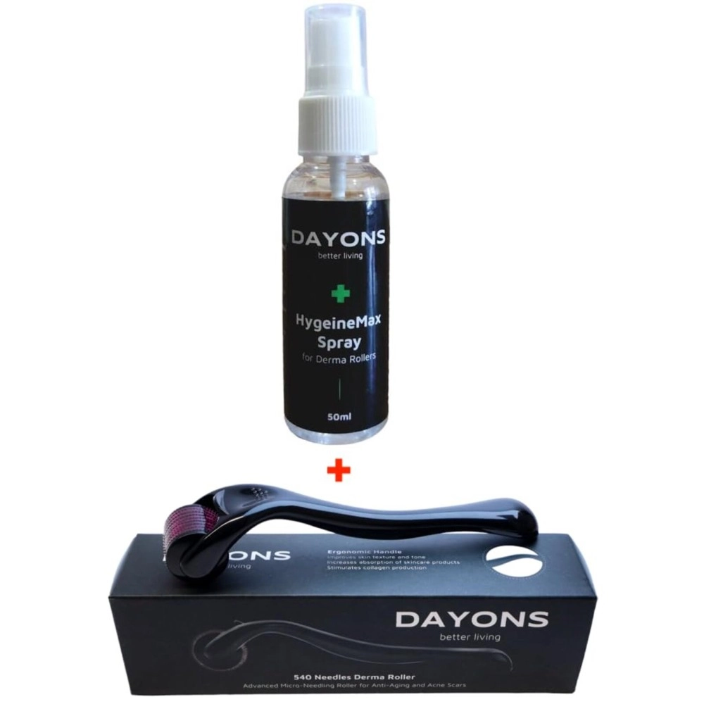 Dayons 0.5mm Derma Roller Kit - Microneedling Tool for Face, Beard, Hair Regrowth & Skin Care - Includes Cleanser & Storage Case - Reduces Acne Scars, Wrinkles & Stretch Marks (0.5mm Kit)