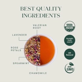 LUXMI Estates Sleep Tea With Valerian Root 50 Tea Bags (50 gram) Pack, With Chamomile, Lavender & Valerian Root | Caffeine Free Tea Bags For Insomnia Anxiety & Stress Relief, Relaxation, Restful and