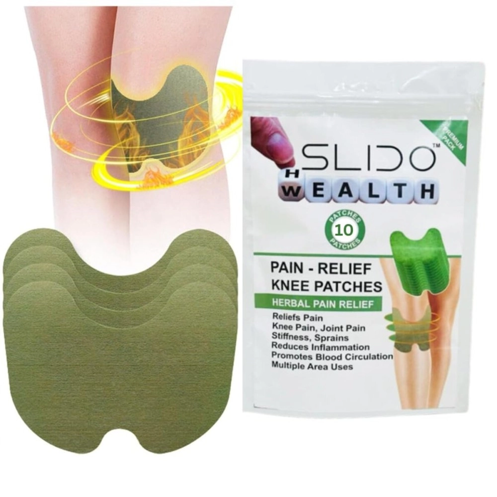 SLIDO Herbal Knee Pain Relief Patches | Inflammation Patch Sticker | Instant Relief from Pain | Joint Pain Relief Products with Natural Wormwood Extract Patch (1 PACK- 10 PATCHES)