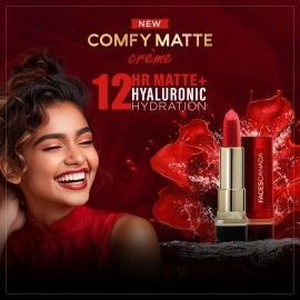 FACESCANADA FACES CANADA Comfy Matte Creme Lipstick - Now Or Never, 4.2g | Long Stay | Creamy Matte Finish | Intense Color | Super Hydrating & Nourishing | Single Stroke Smooth Application