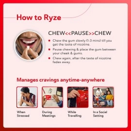 RYZE Nicotine Gum 2mg | Fruit Blast | Soft Chew, Easy on Throat, Sugar Free | Aids in Quitting Smoking & Chewing | Smoking Cessation | 90 gums (9 Gums Each Pack) | Combo Pack of 10