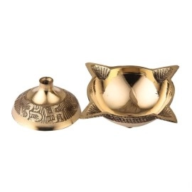 TORPPEZA 4 Face Brass Diya for Pooja, Mandir, Diwali Festival Oil lamp Diya for Daily Pooja/Diwali Pooja Charmukhi Diya for Pooja