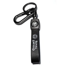 MAPLE Premium Leather & Metal Keychain and Keyring Compatible with Royal Enfield/Bullet (Black)