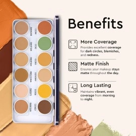 C2P Pro Ultra HD 12 Color Supraemeshield Must Have Concealer, Corrector, Foundation & Contour Palette for Face Makeup | Offers Medium to Buildable Coverage for Dry Skin - All in 1 palette 42g